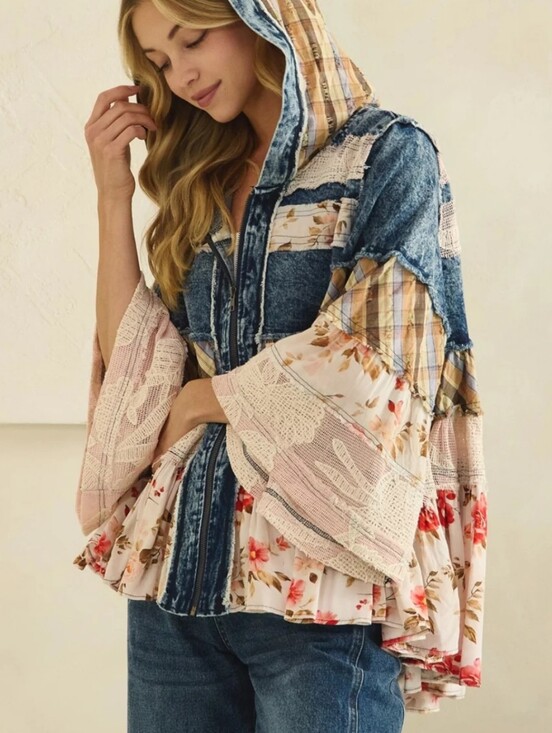 Oli & Hali Jackets & Blazers - #1791 Oli & Hali Wildflower Wanderer Patchwork Hoodie